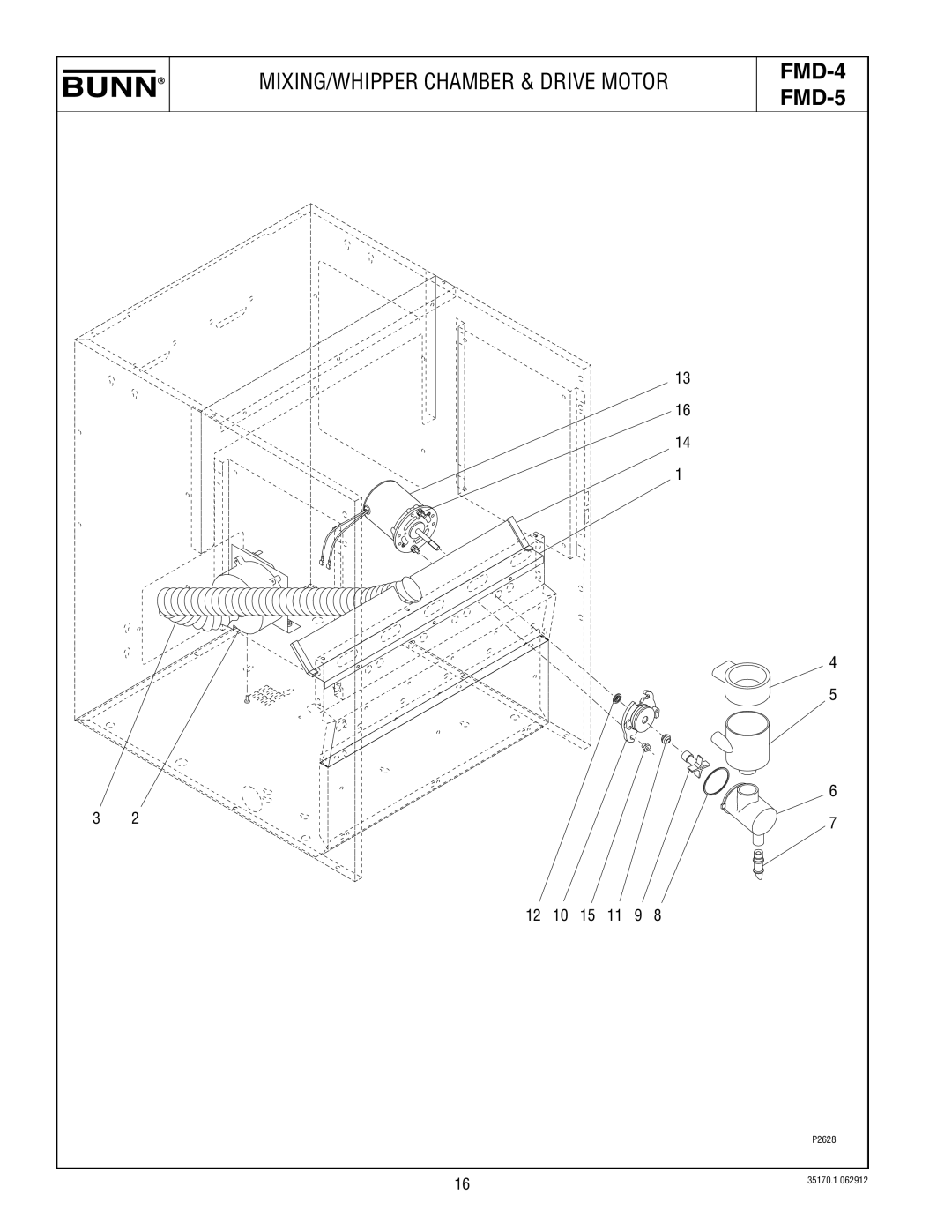 Bunn FMD-5 specifications MIXING/WHIPPER Chamber & Drive Motor 