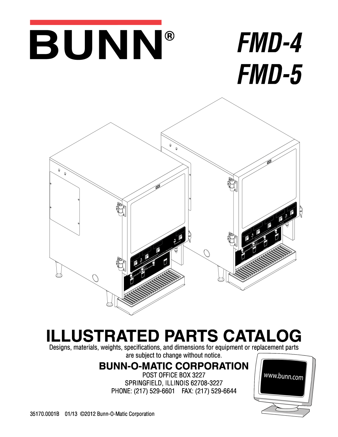 Bunn specifications are subject to change without notice, Post Office Box Springfield, Illinois, FMD-4 FMD-5 