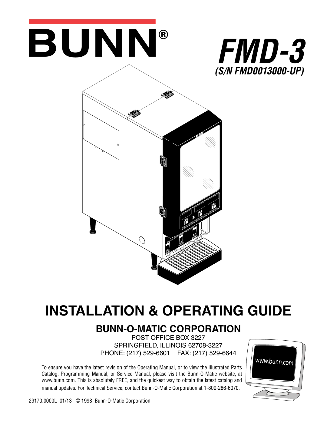 Bunn FMD0013000-UP service manual FMD-3 