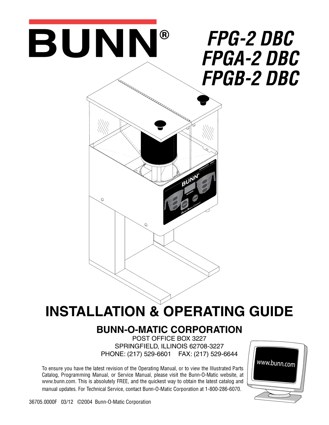 Bunn service manual FPG-2 DBC FPGA-2 DBC FPGB-2 DBC 