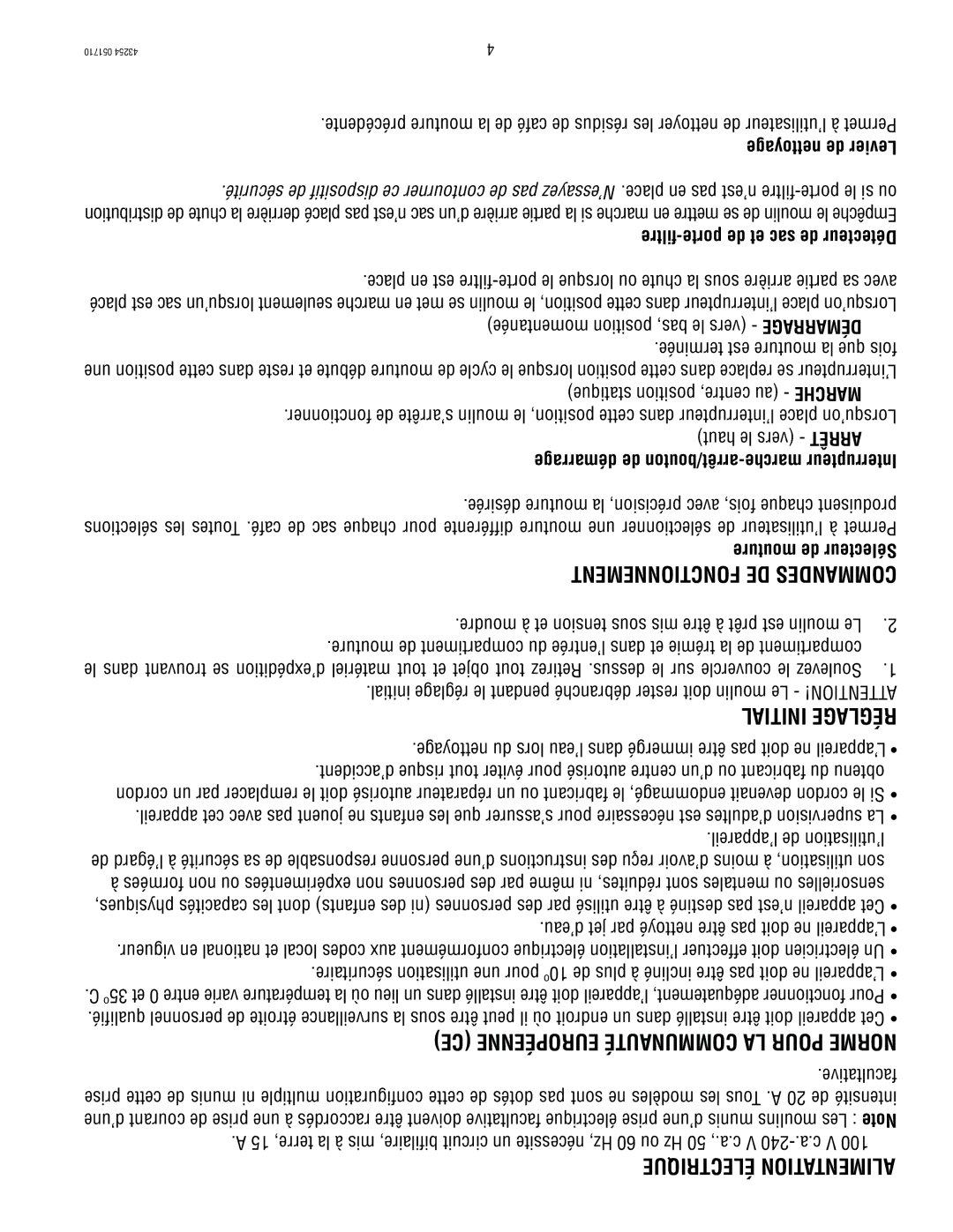 Bunn G2, G3 service manual Initial Réglage, Nettoyage de Levier, Filtre-porte de et sac de Détecteur, Mouture de Sélecteur 