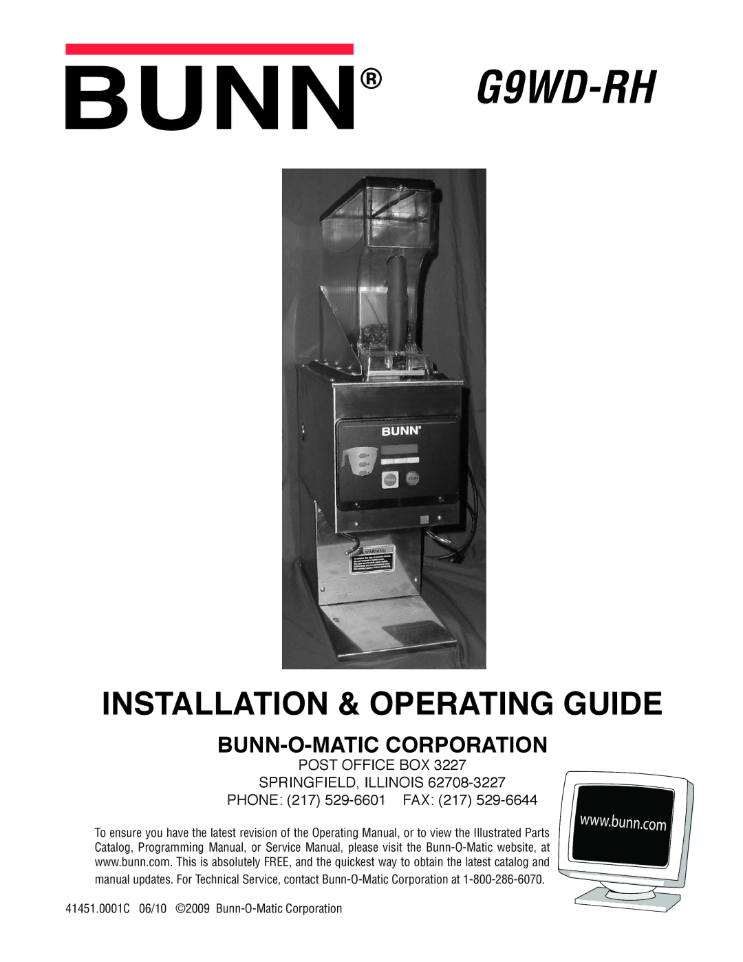 Bunn G9WD-RH service manual 