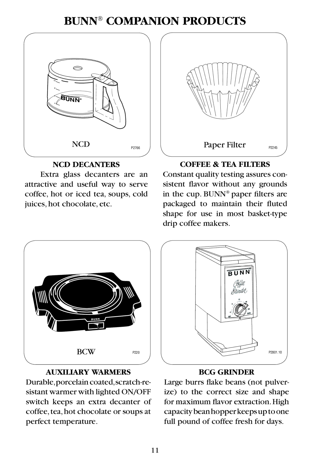 Bunn 38300.0057, GR10-B, GR10 Series, B10 manual Bunn Companion Products, NCD Decanters 