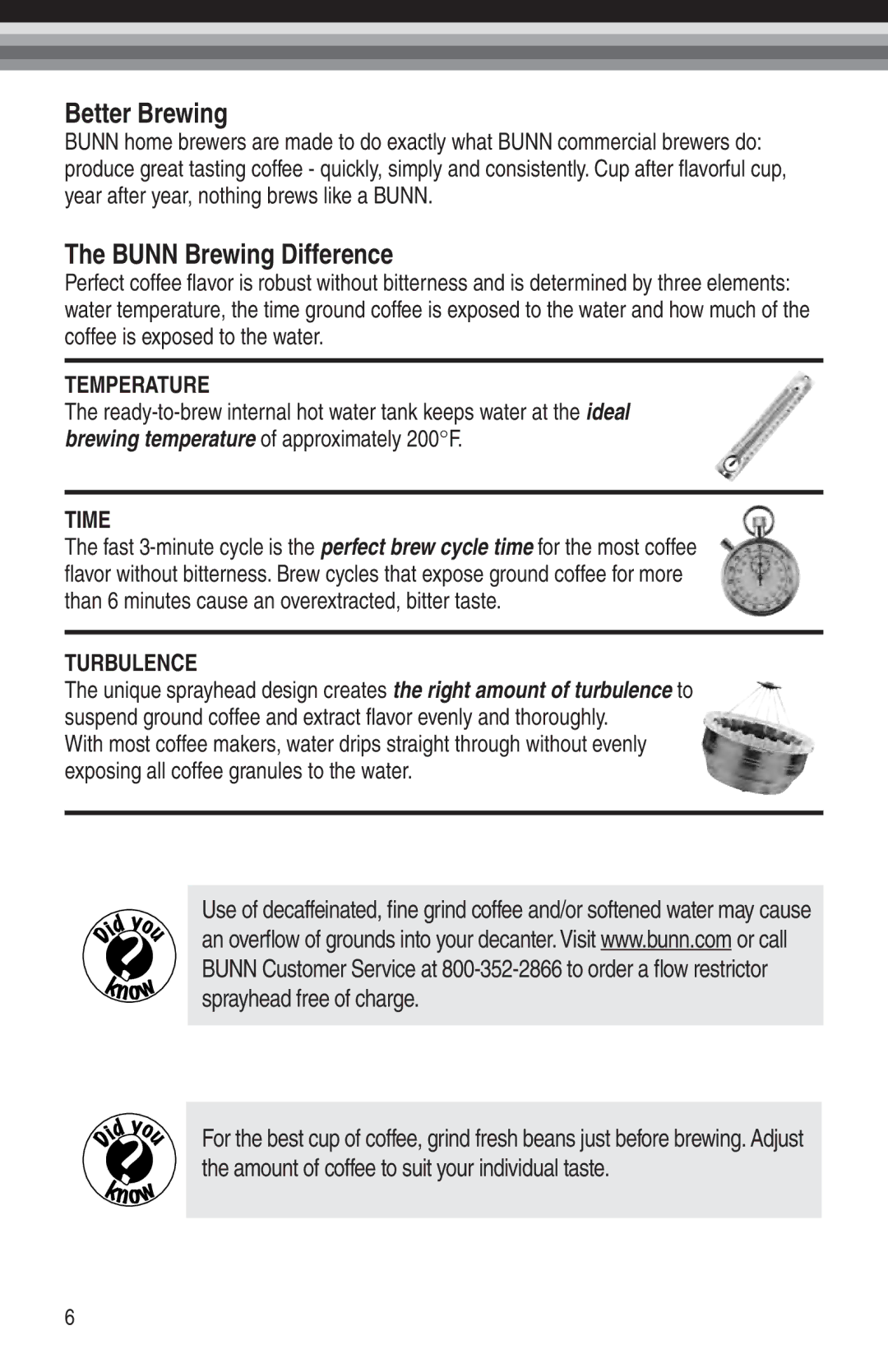 Bunn GRX manual Better Brewing, Bunn Brewing Difference 