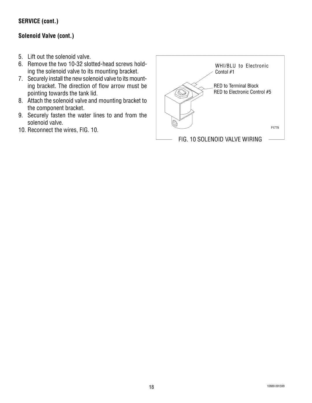 Bunn H10X service manual Lift out the solenoid valve, Solenoid Valve Wiring 