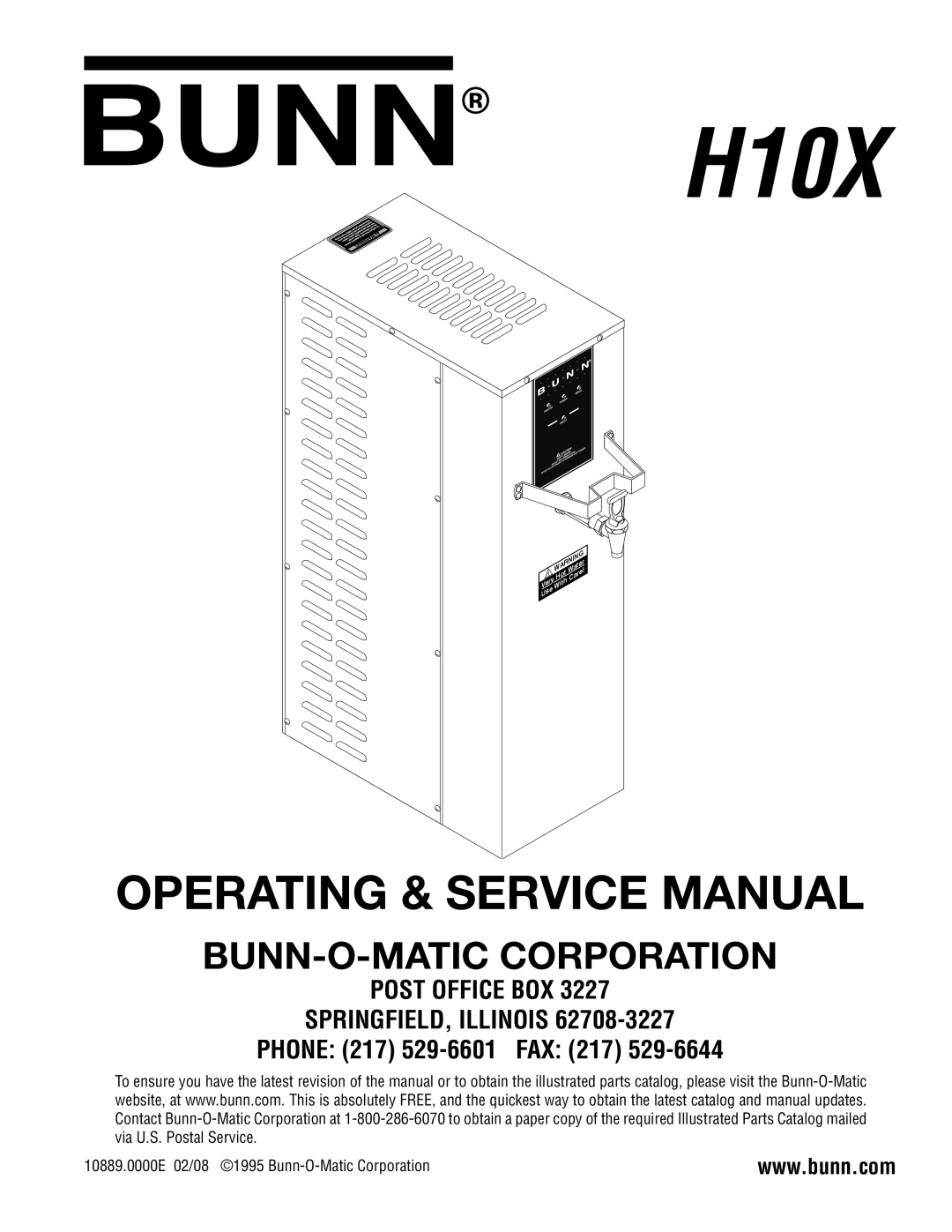 Bunn H10X manual 