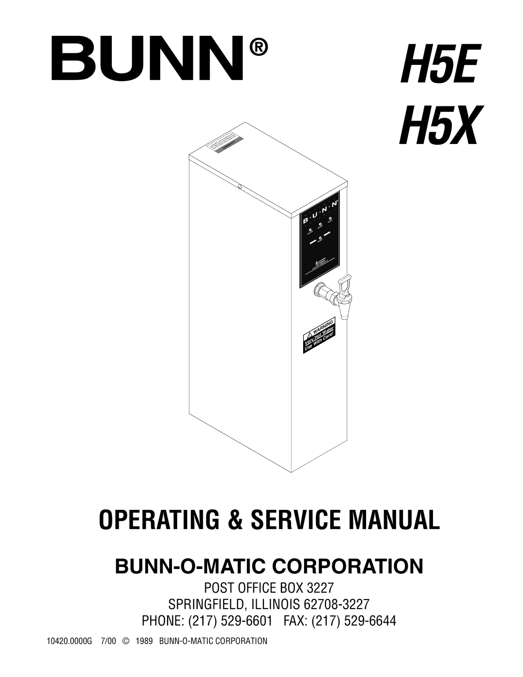 Bunn H5E H5X service manual Bunn 