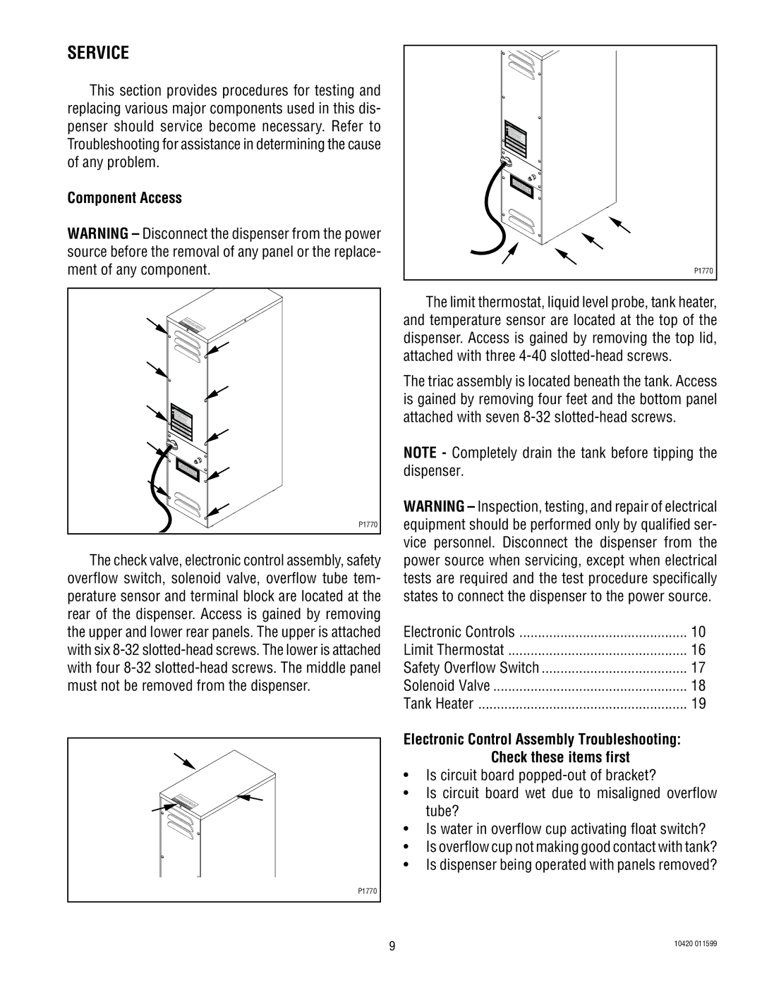 Bunn H5E H5X service manual Service, Component Access 