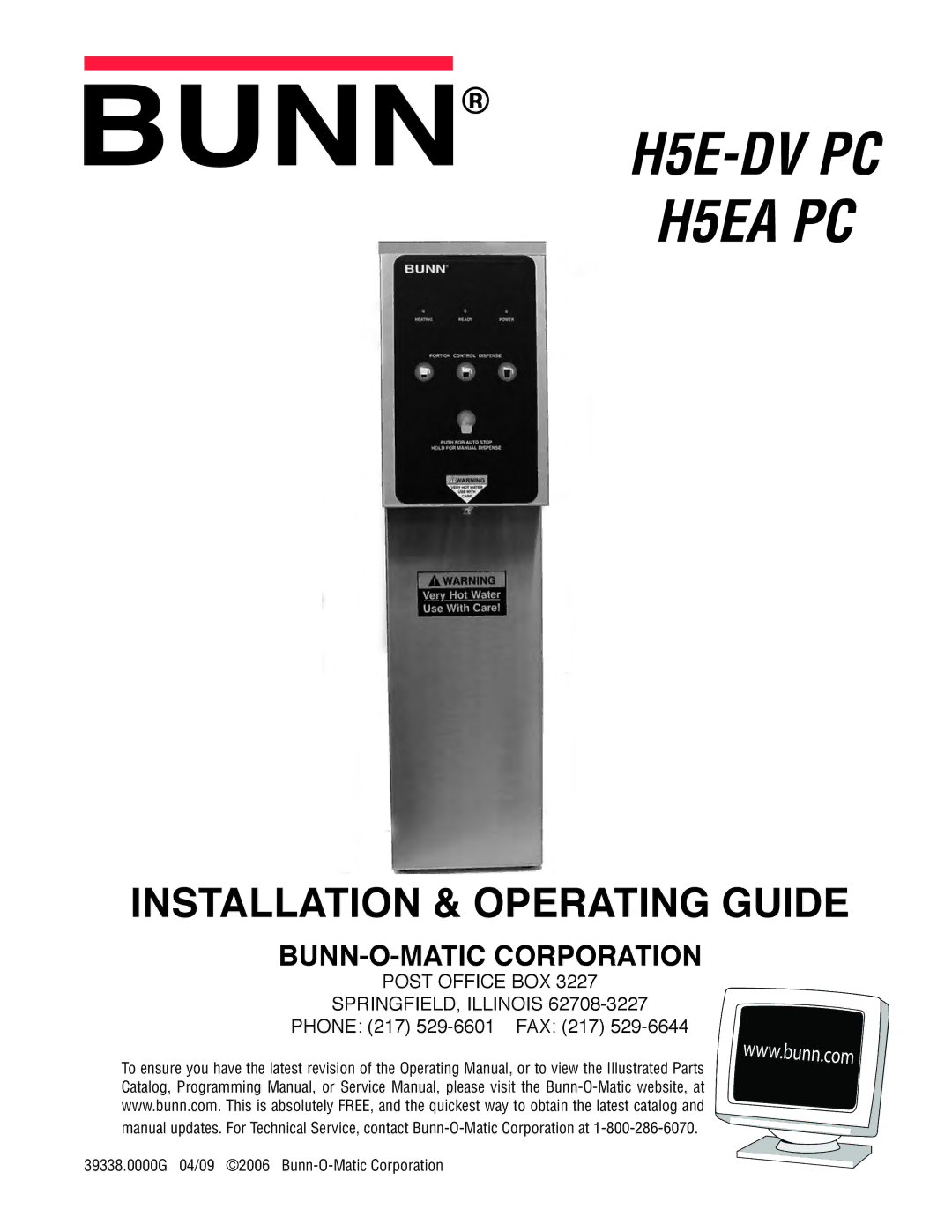 Bunn service manual H5E-DV PC H5EA PC 