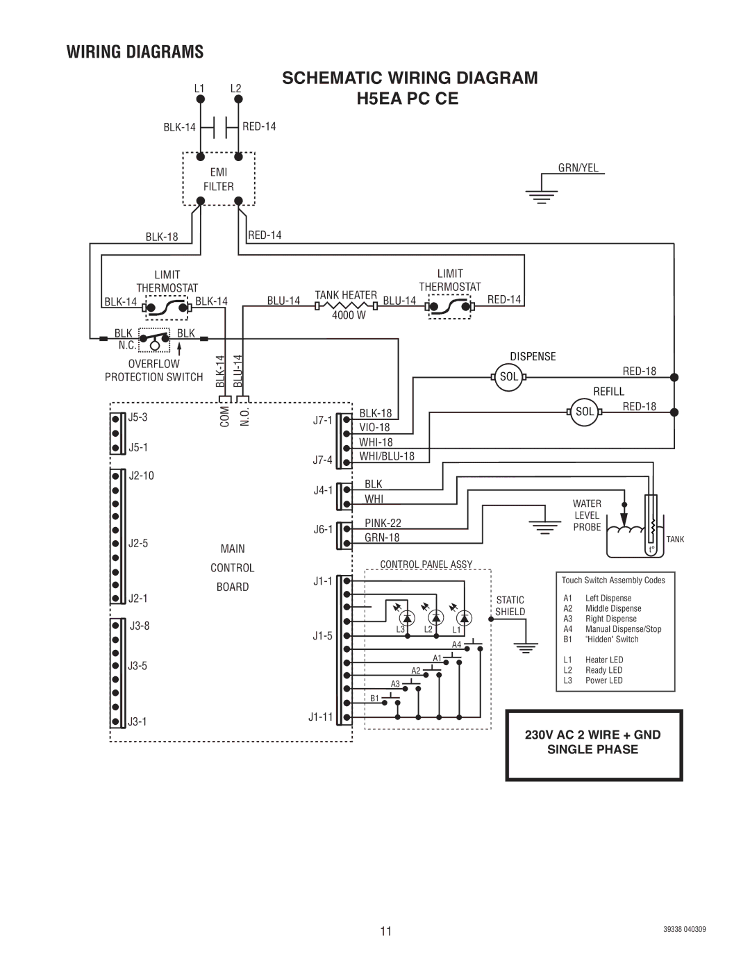 Bunn service manual Wiring Diagrams, Schematic Wiring Diagram H5EA PC CE 