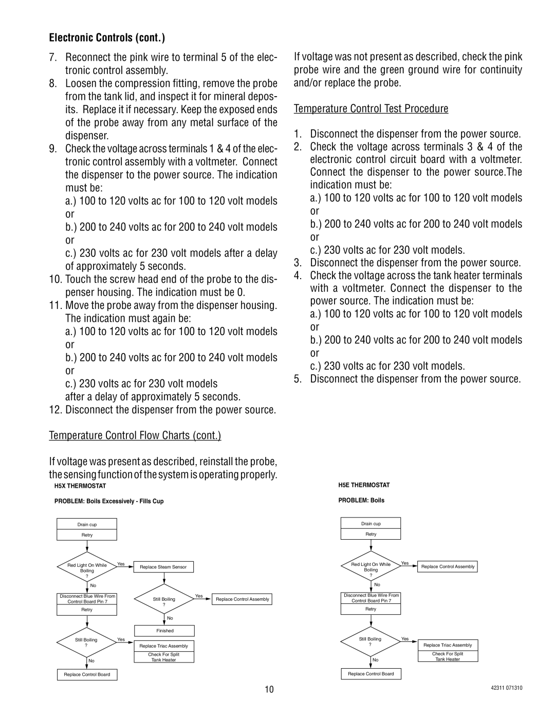 Bunn H5E, DV service manual H5X Thermostat 