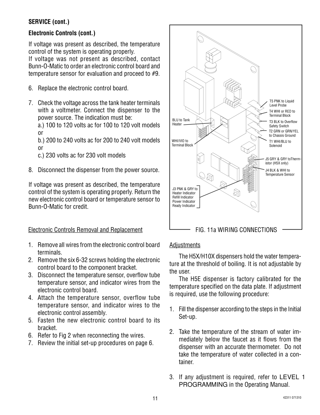 Bunn DV, H5X, H5E service manual Replace the electronic control board 