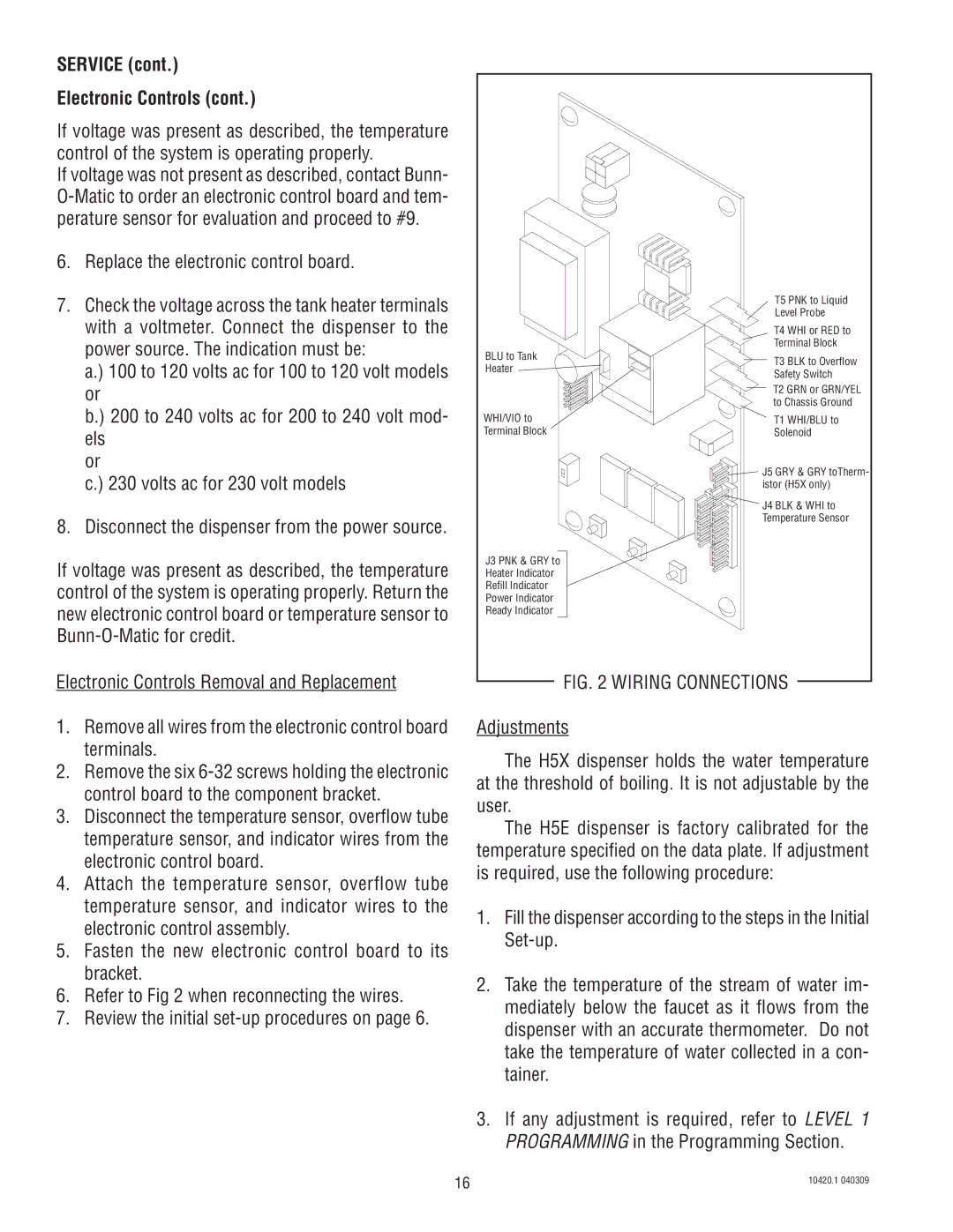 Bunn H5X service manual Wiring Connections 