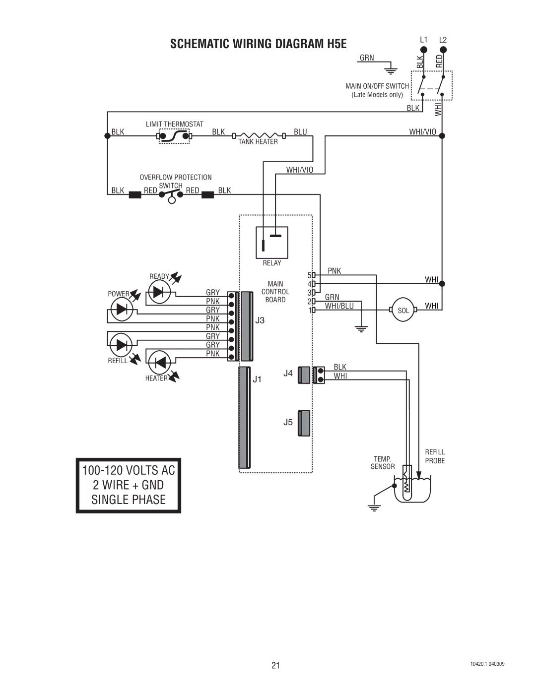 Bunn H5X service manual Schematic Wiring Diagram H5E 