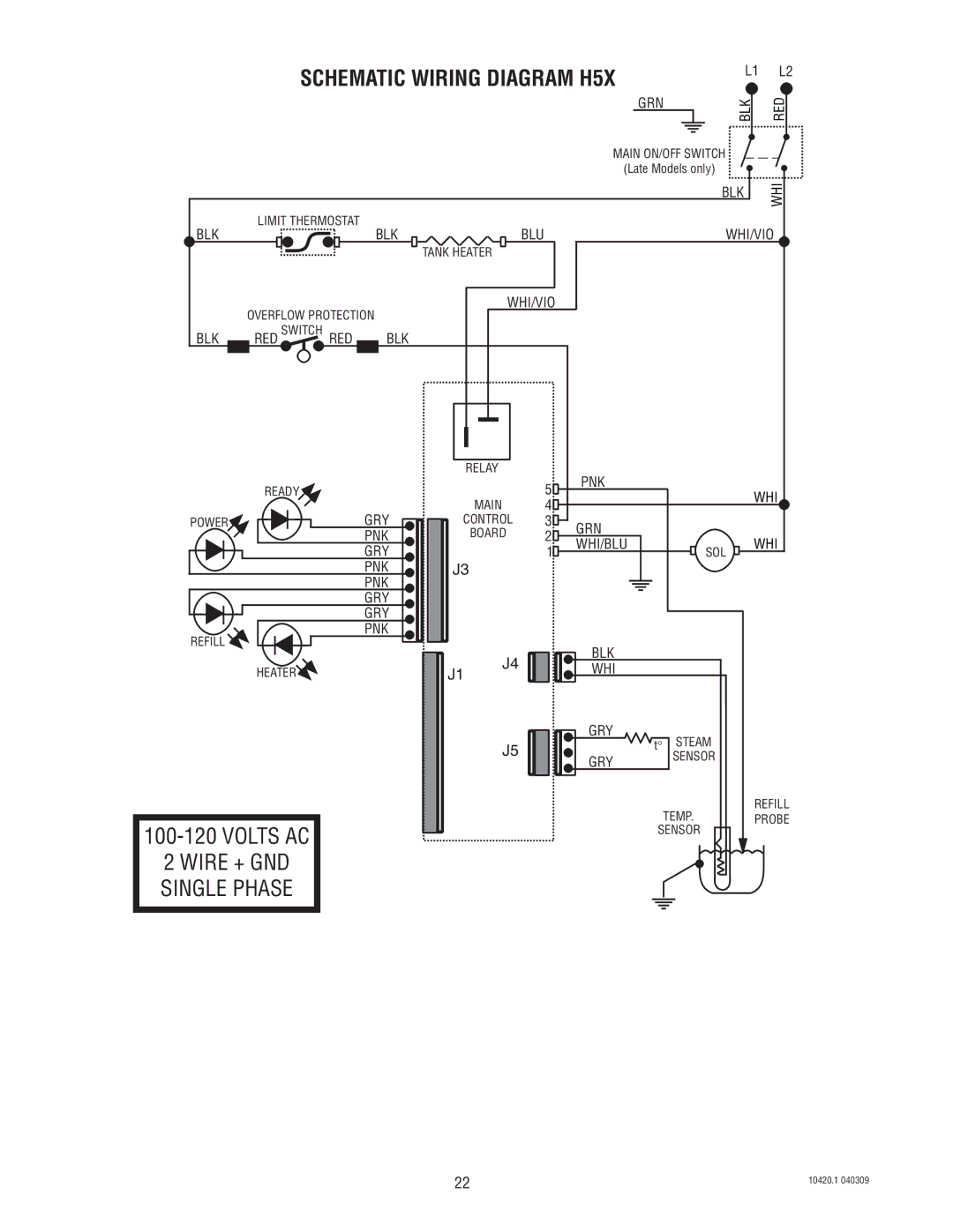 Bunn service manual Schematic Wiring Diagram H5X 