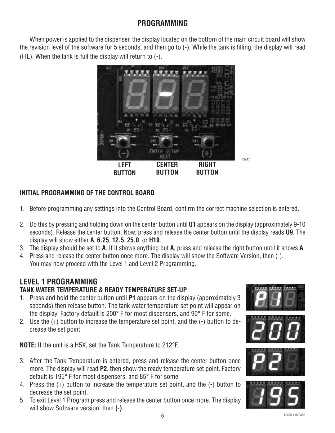 Bunn H5X service manual Level 1 Programming 