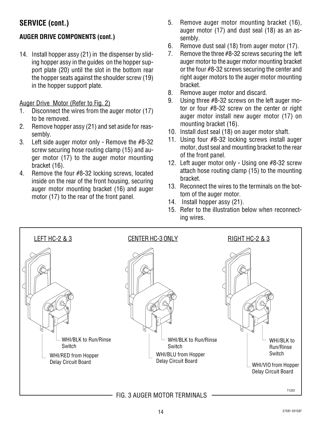 Bunn HC-2 HC-3 service manual Service, Right HC-2 