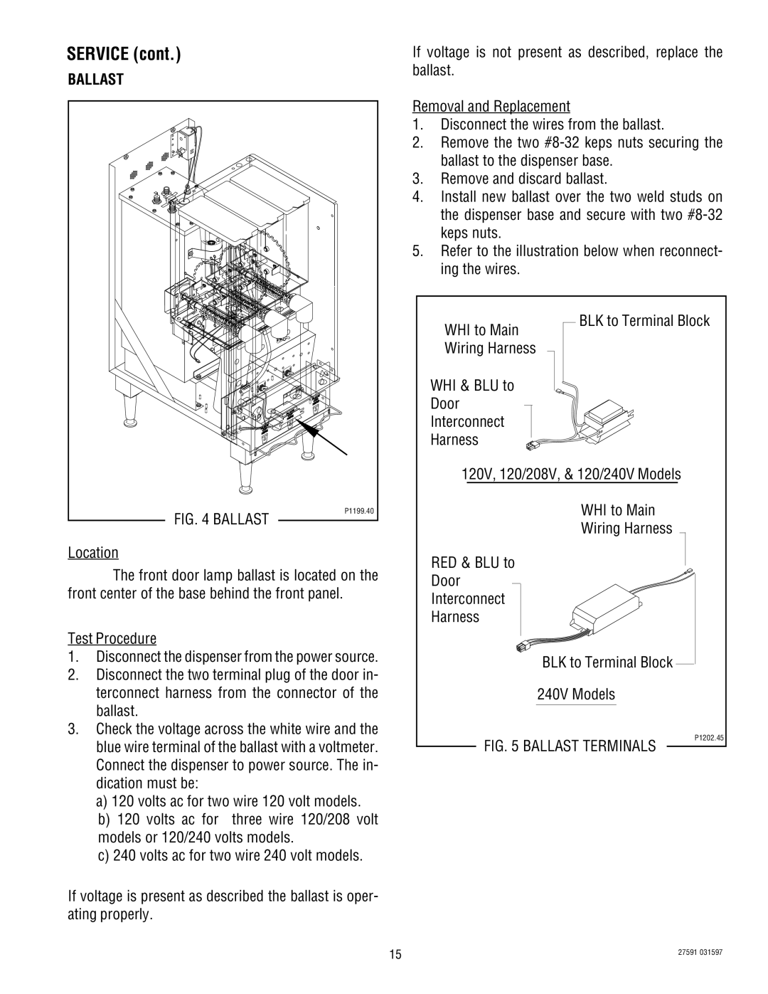 Bunn HC-2 HC-3 service manual Ballast, Location, Test Procedure 