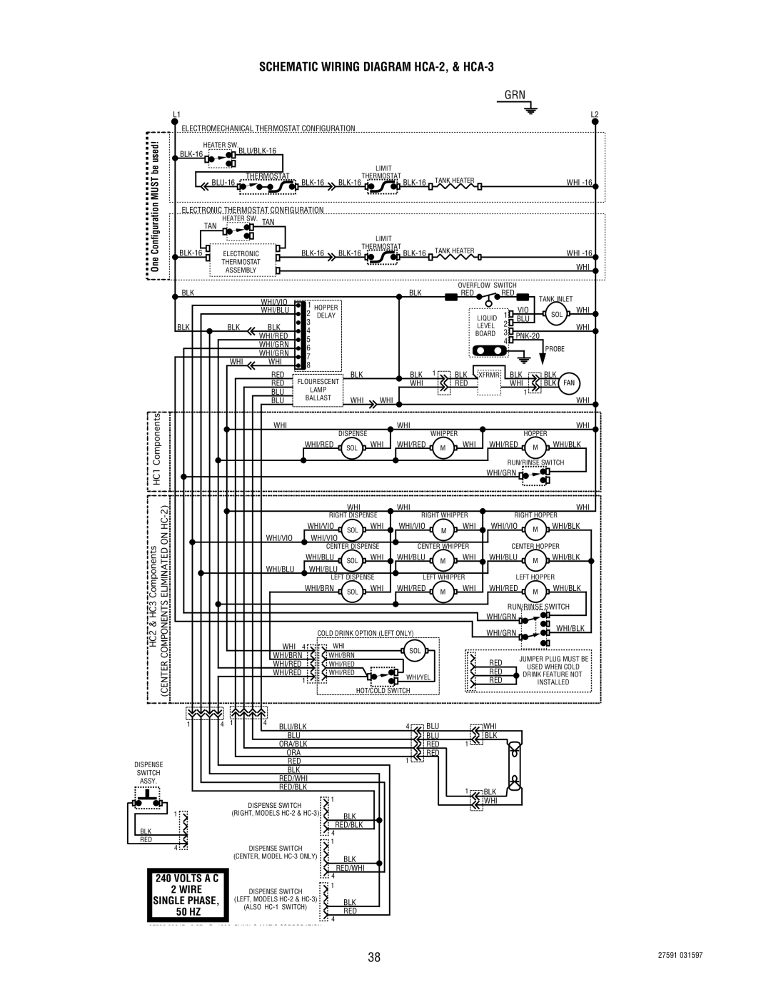 Bunn HC-2 HC-3 service manual Schematic Wiring Diagram HCA-2, & HCA-3 