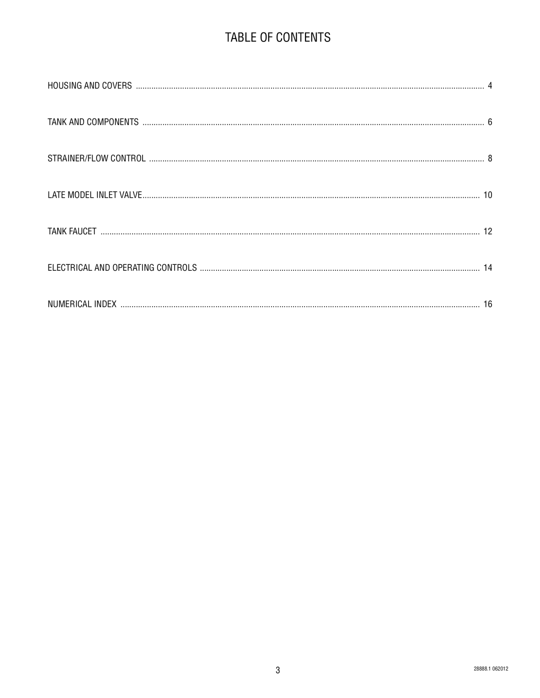 Bunn HW2A specifications Table of Contents 