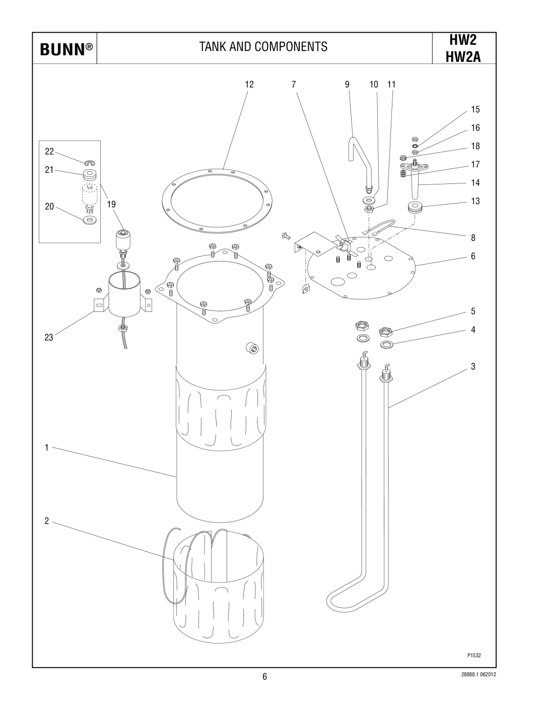 Bunn HW2A specifications Tank and Components 