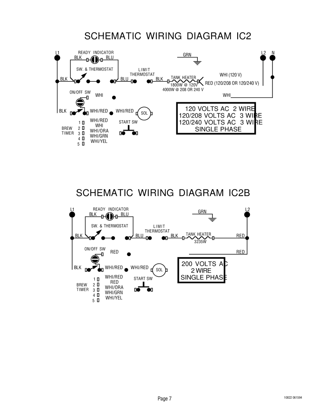 Bunn IC2B warranty Schematic Wiring Diagram IC2 