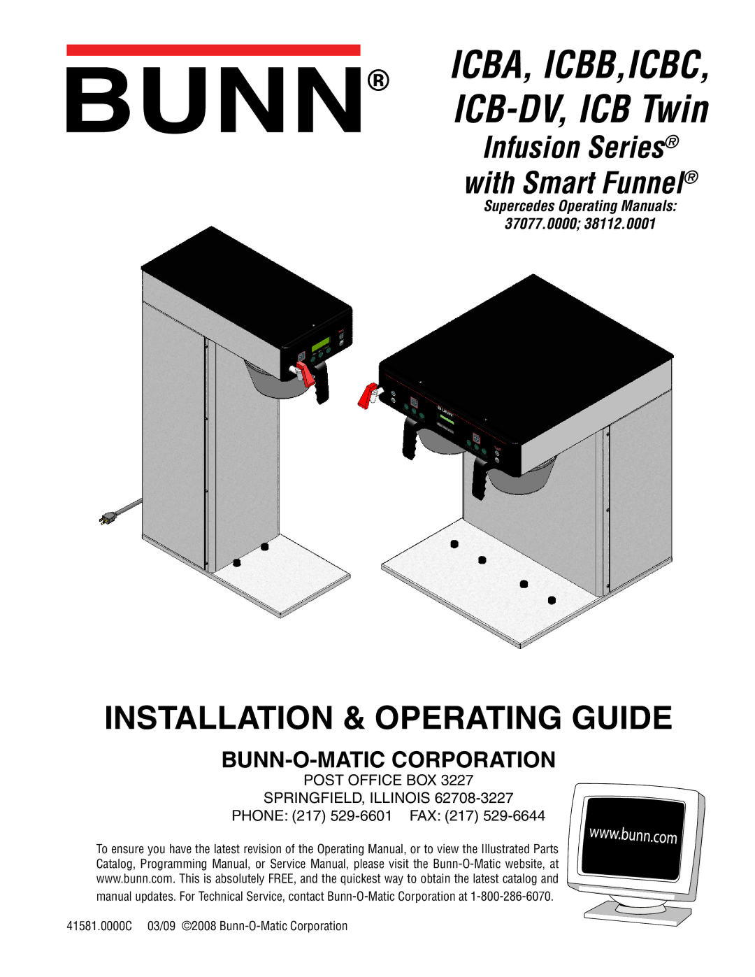 Bunn ICBC, ICBA, ICBB service manual Icba, Icbb,Icbc, Phone 217 529-6601 FAX 217 