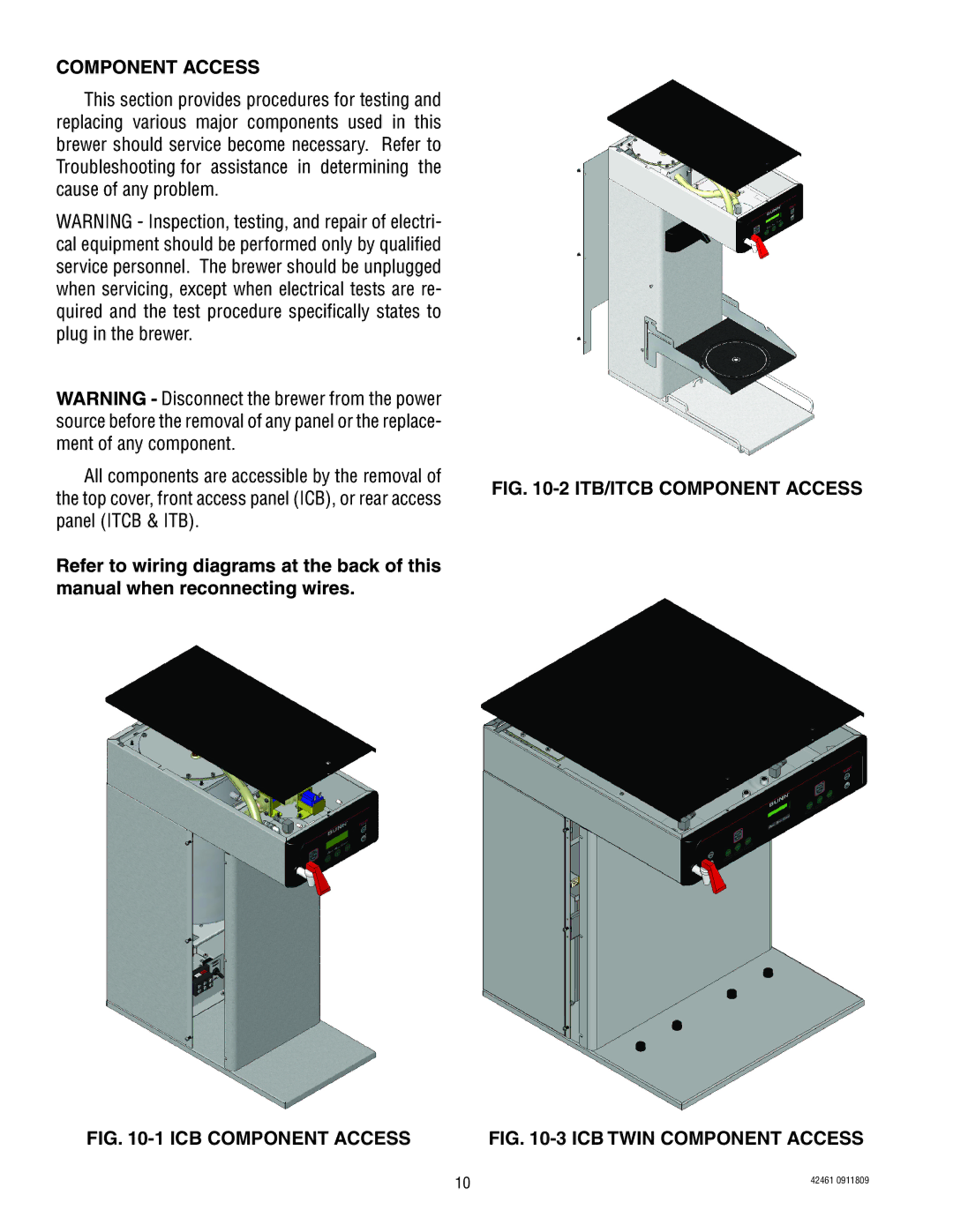 Bunn ICB/TWIN, ITB/ITCB manual ICB Component Access 