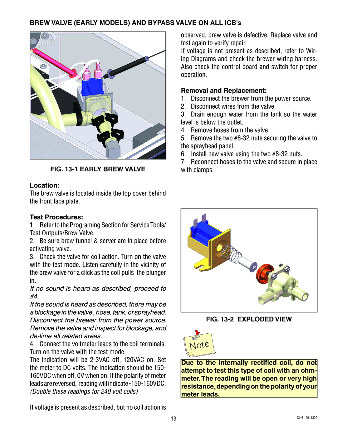 Bunn ITB/ITCB, ICB/TWIN manual Early Brew Valve, Exploded View 