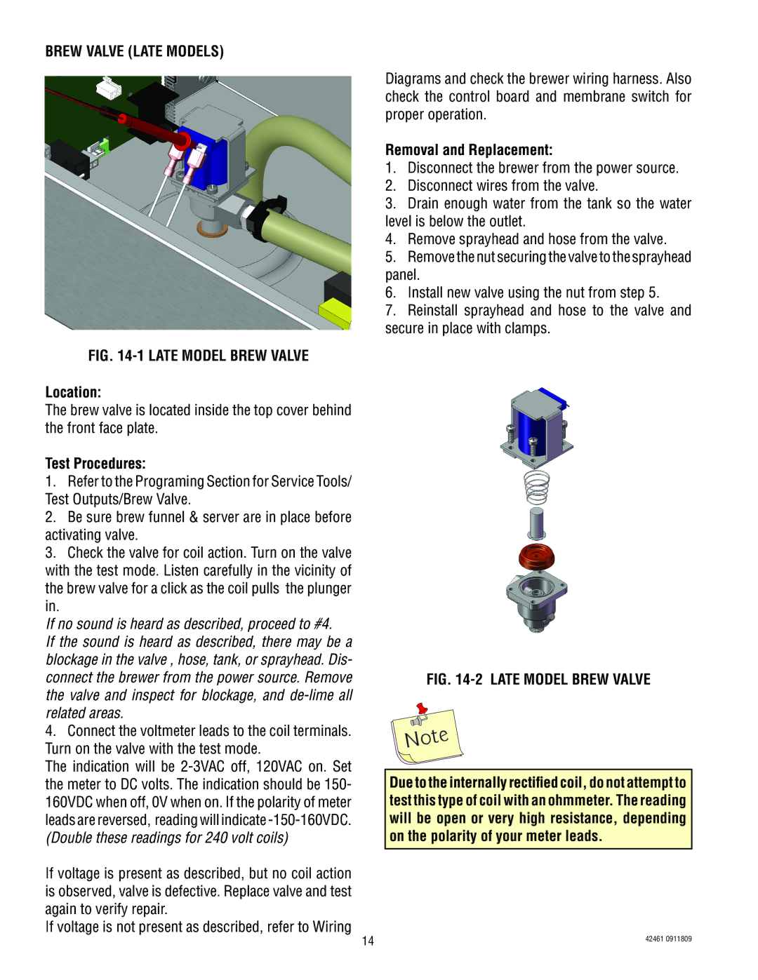 Bunn ICB/TWIN, ITB/ITCB manual Brew Valve Late Models, Late Model Brew Valve 