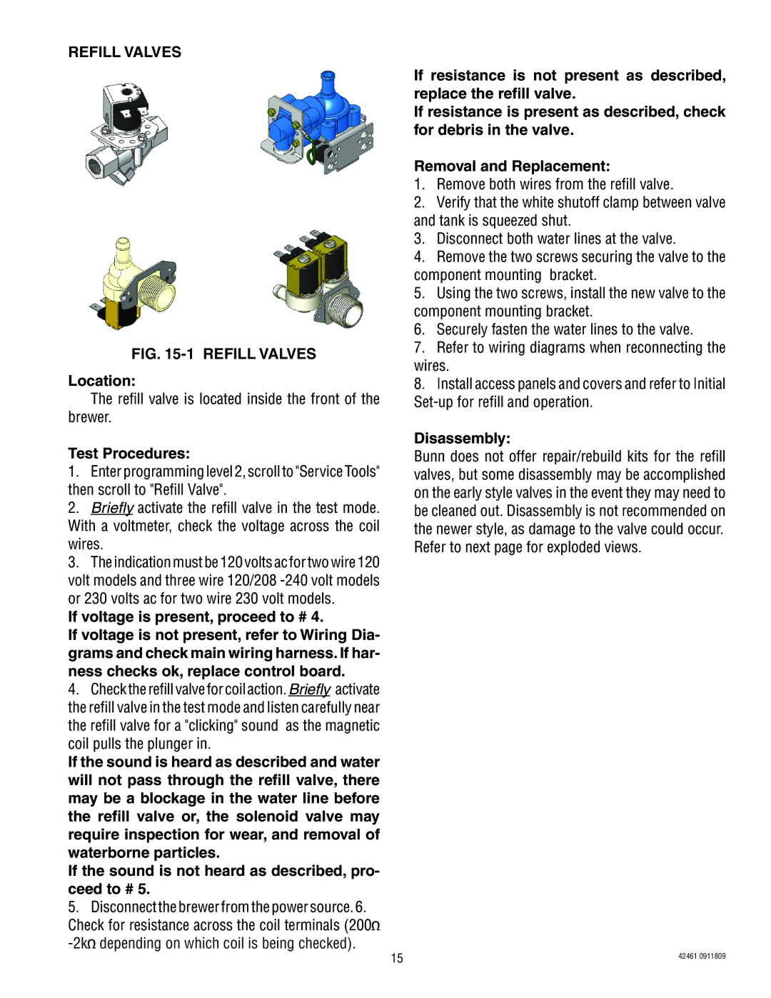 Bunn ITB/ITCB, ICB/TWIN manual Refill Valves, Disassembly 