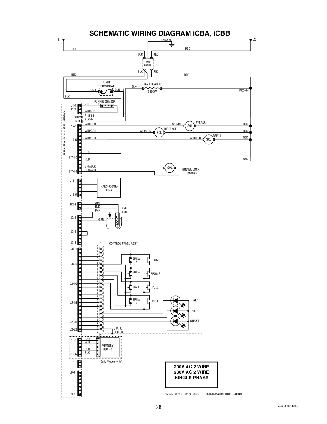 Bunn ICB/TWIN, ITB/ITCB manual Schematic Wiring Diagram iCBA, iCBB 