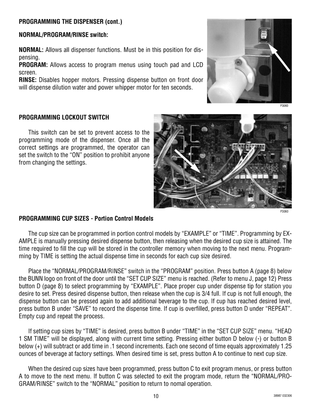 Bunn IMIX -5S+A, IMIX -3S+A service manual Programming the Dispenser NORMAL/PROGRAM/RINSE switch, Programming Lockout Switch 