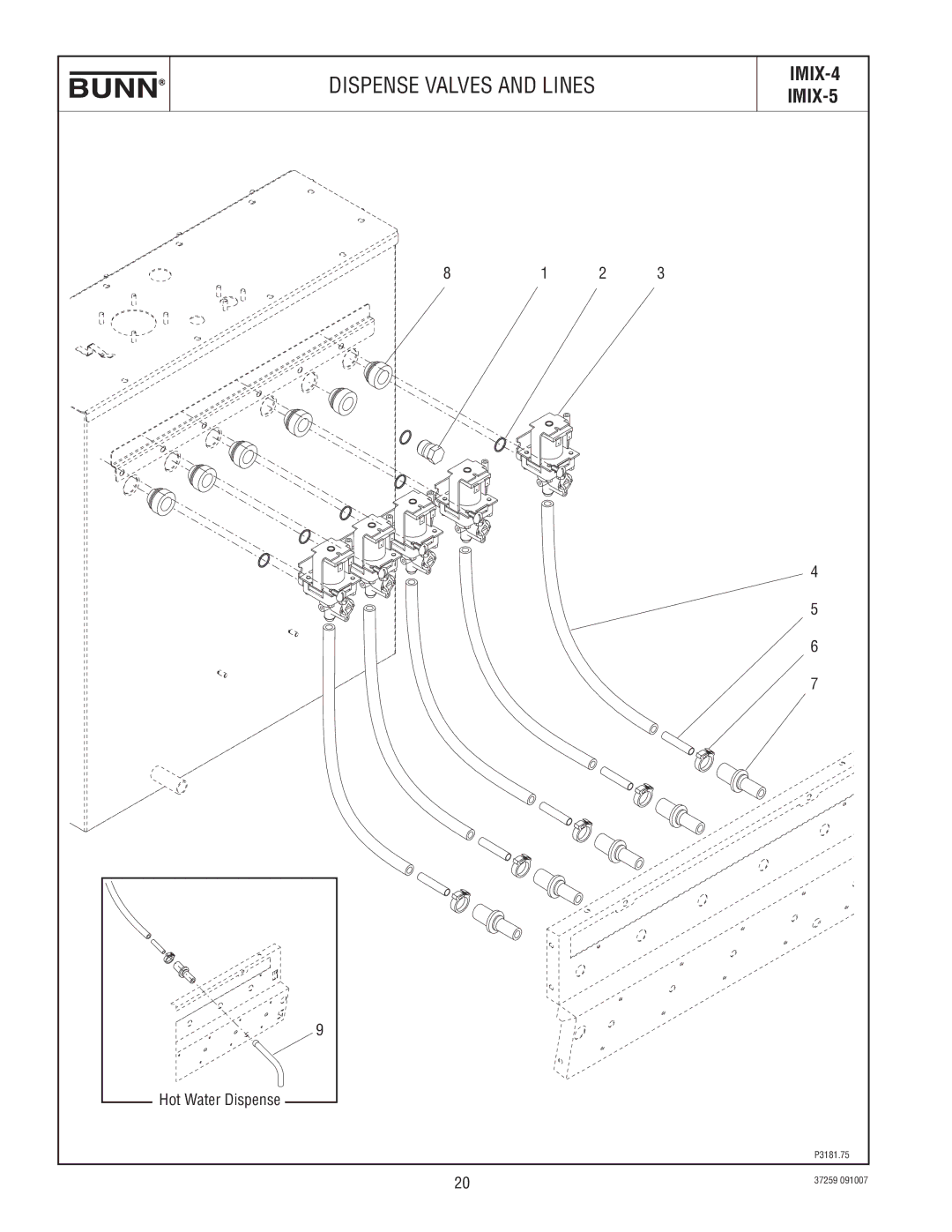 Bunn IMIX-5, IMIX-4 specifications Dispense Valves and Lines 