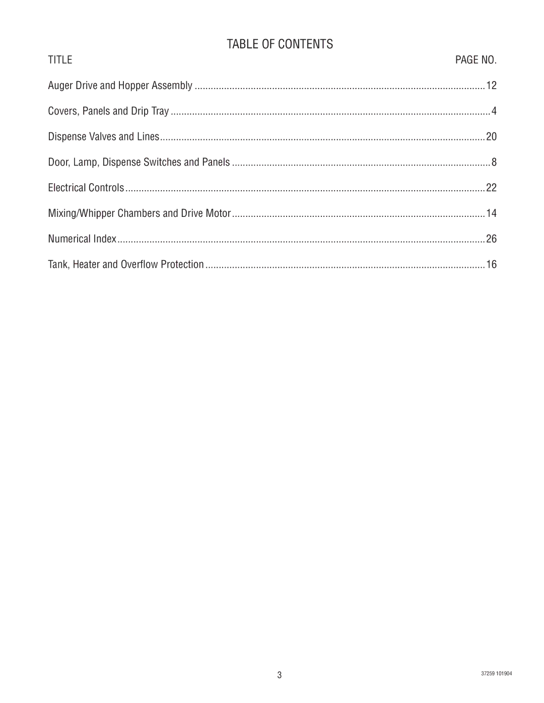 Bunn IMIX-4, IMIX-5 specifications Table of Contents 