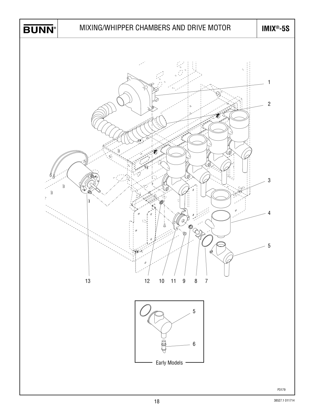 Bunn imix-5s specifications MIXING/WHIPPER Chambers and Drive Motor 