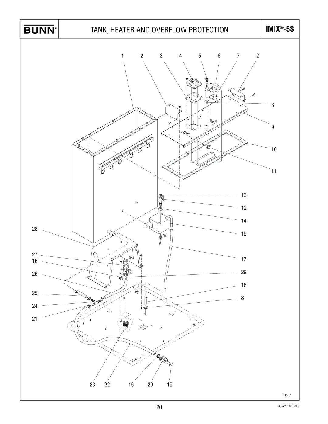 Bunn imix-5s specifications TANK, Heater and Overflow Protection 