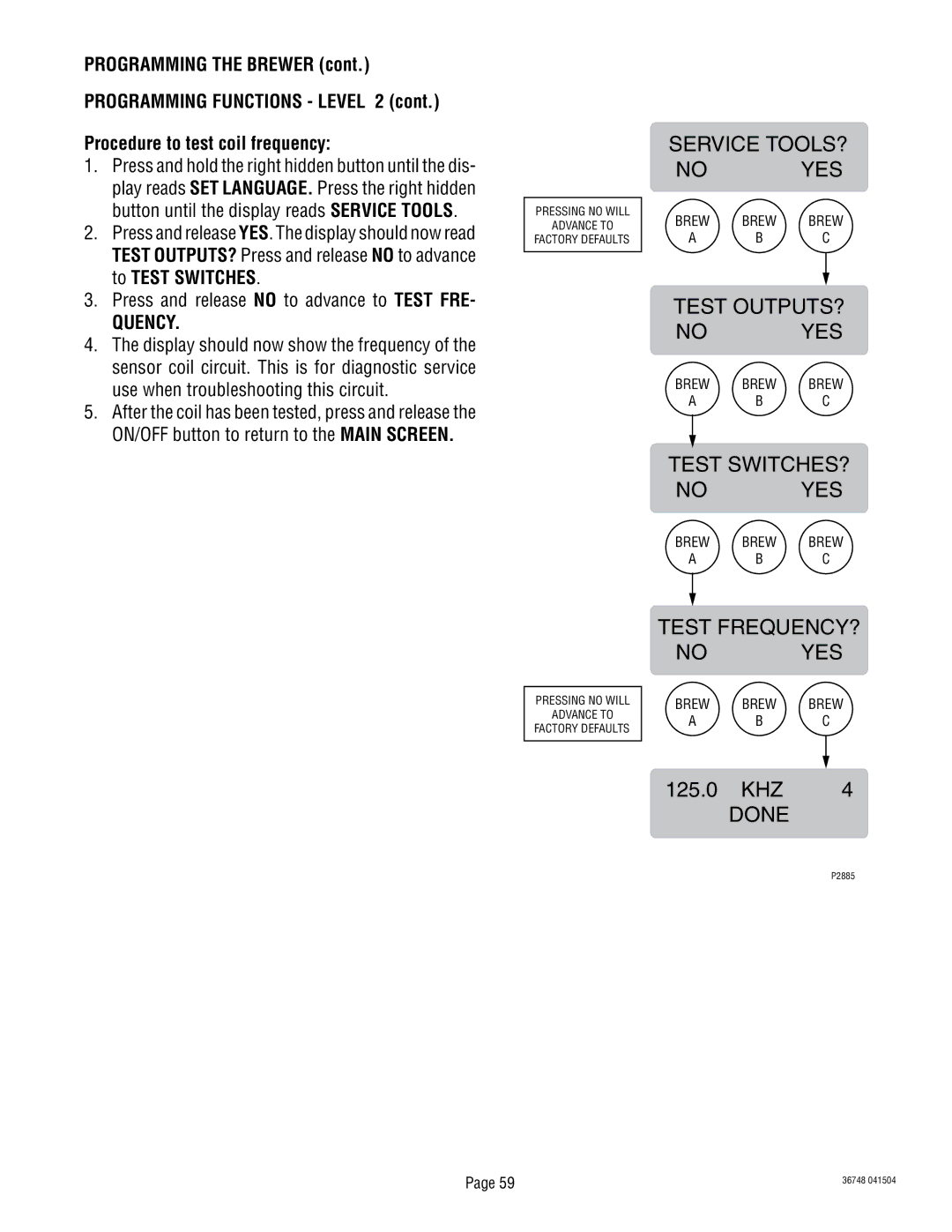 Bunn ITCB-DV manual Done, Quency 