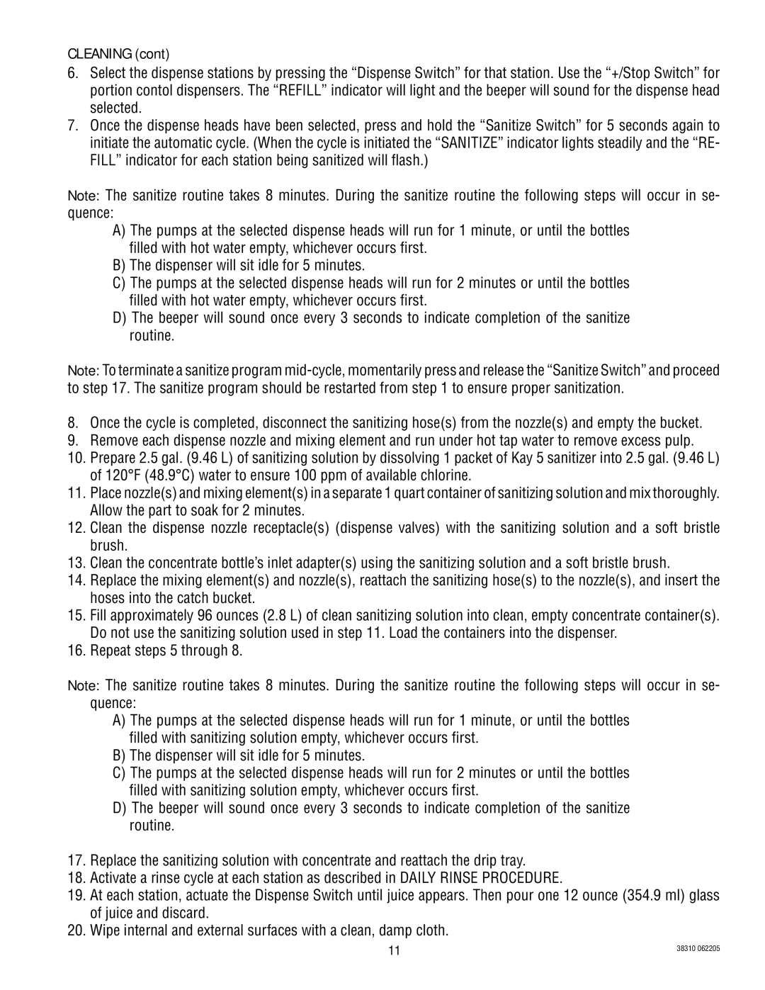 Bunn JDF-2 manual Cleaning 