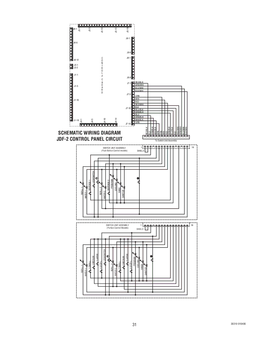 Bunn manual Schematic Wiring Diagram JDF-2 Control Panel Circuit 