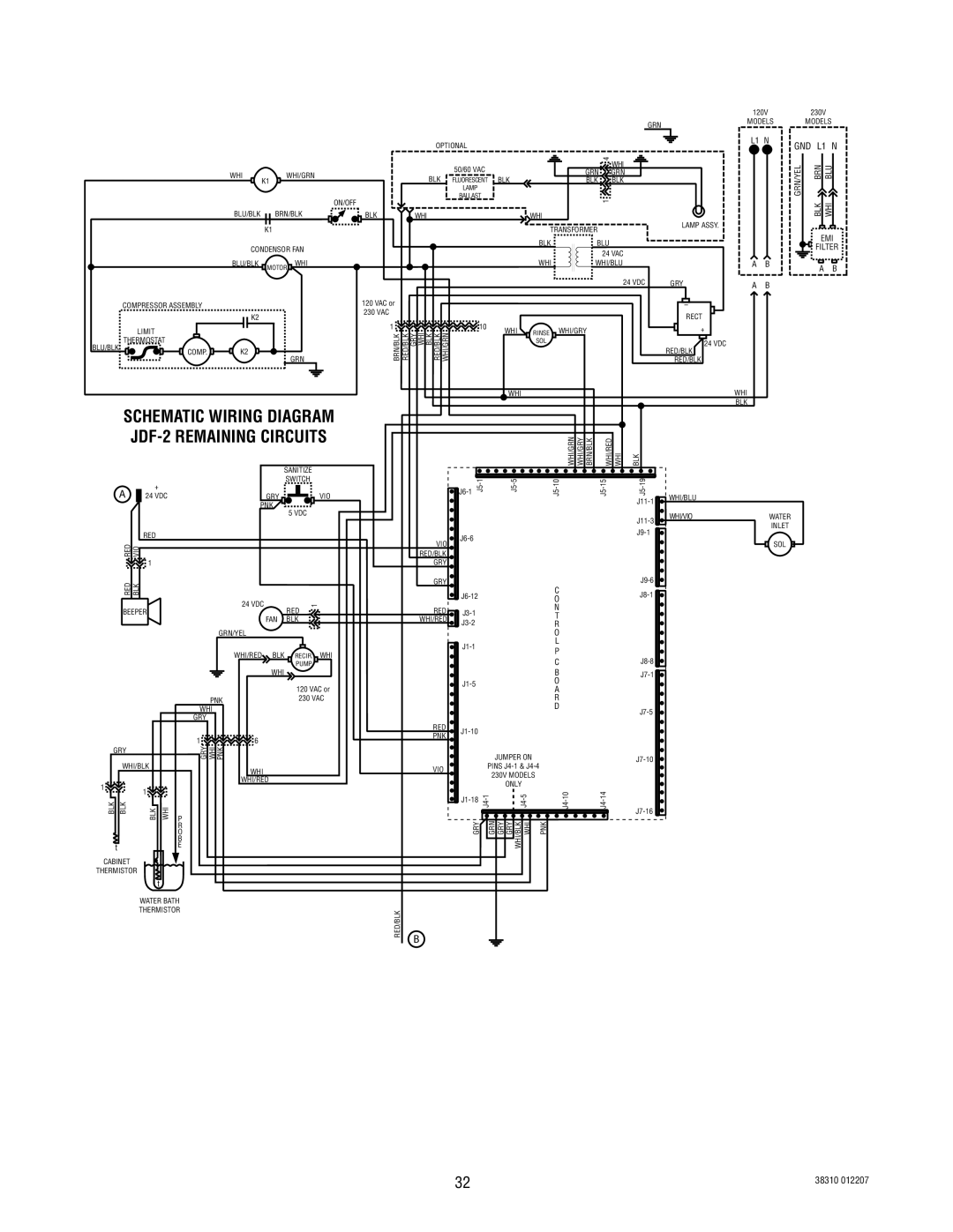 Bunn manual Schematic Wiring Diagram JDF-2 Remaining Circuits 