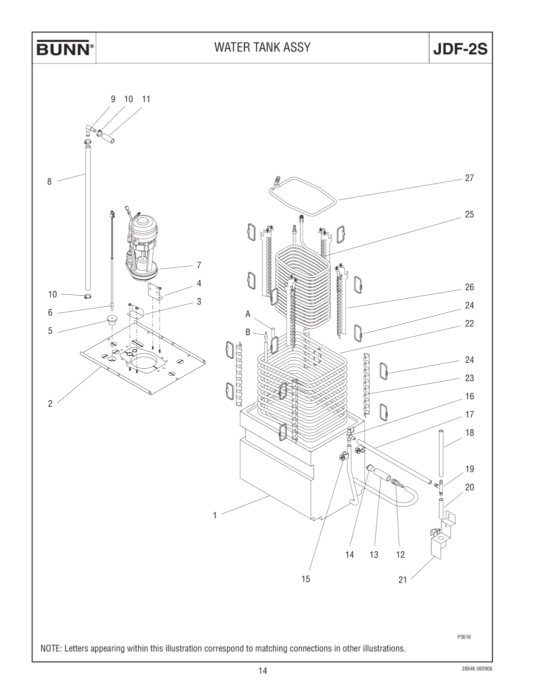 Bunn JDF-2S manual Water Tank Assy 