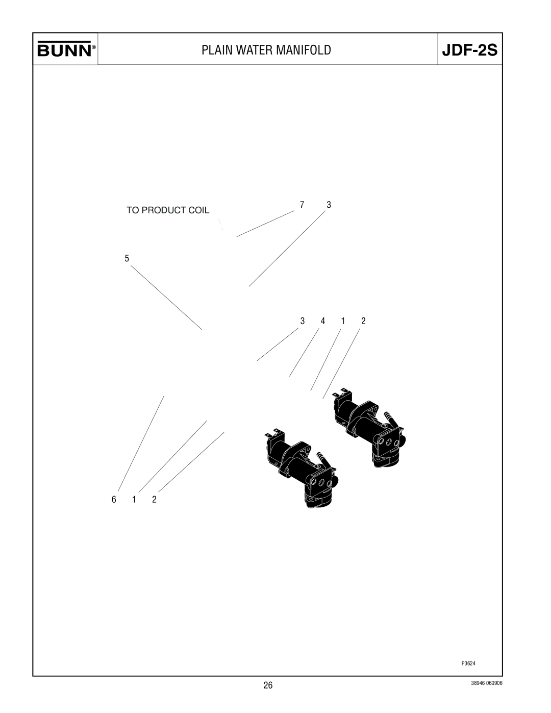 Bunn JDF-2S manual Plain Water Manifold 