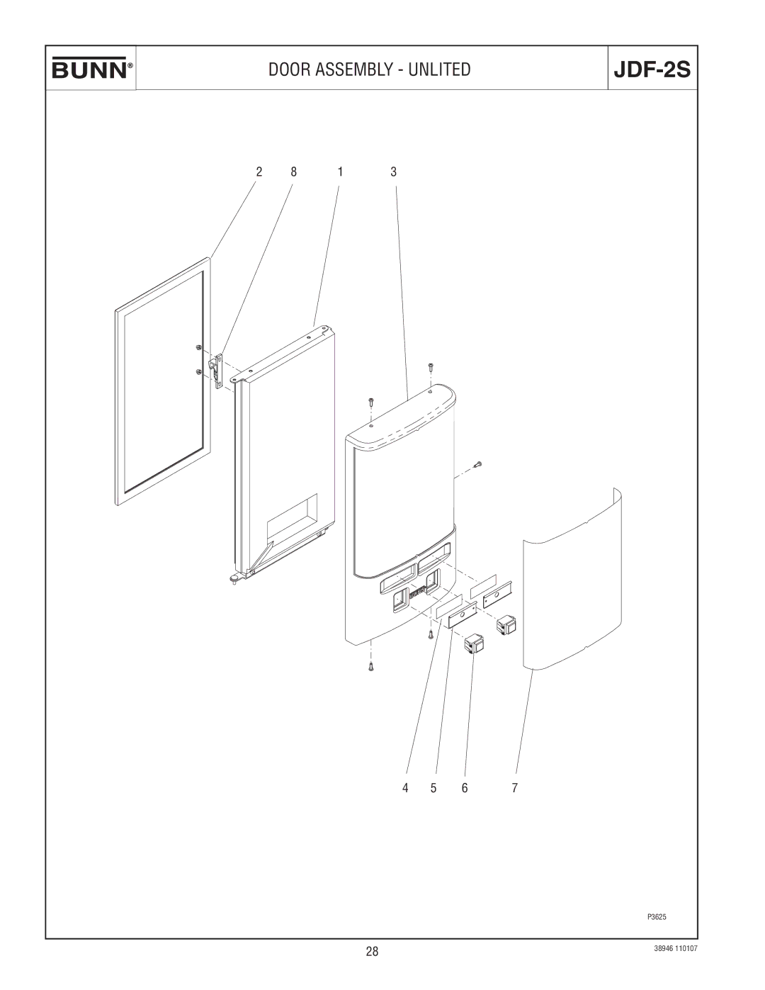 Bunn JDF-2S manual Door Assembly Unlited 