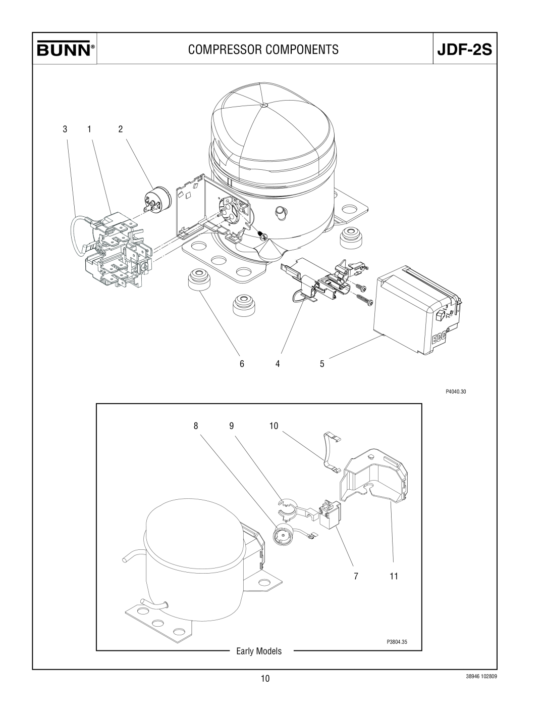 Bunn JDF-2S manual Compressor Components, Early Models 