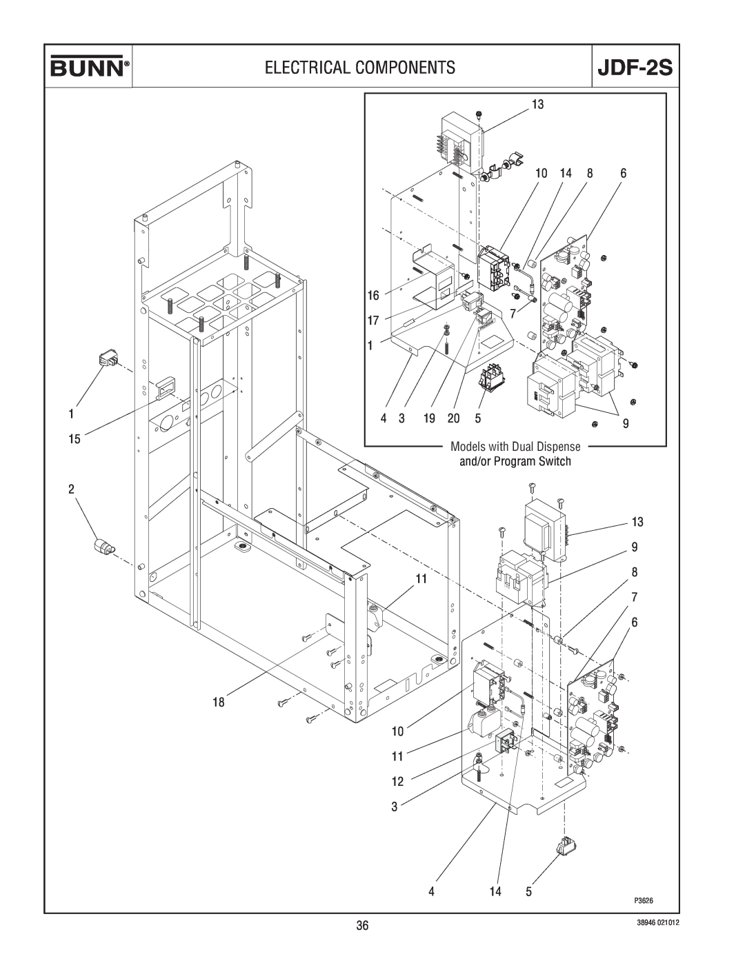 Bunn JDF-2S manual Electrical Components 