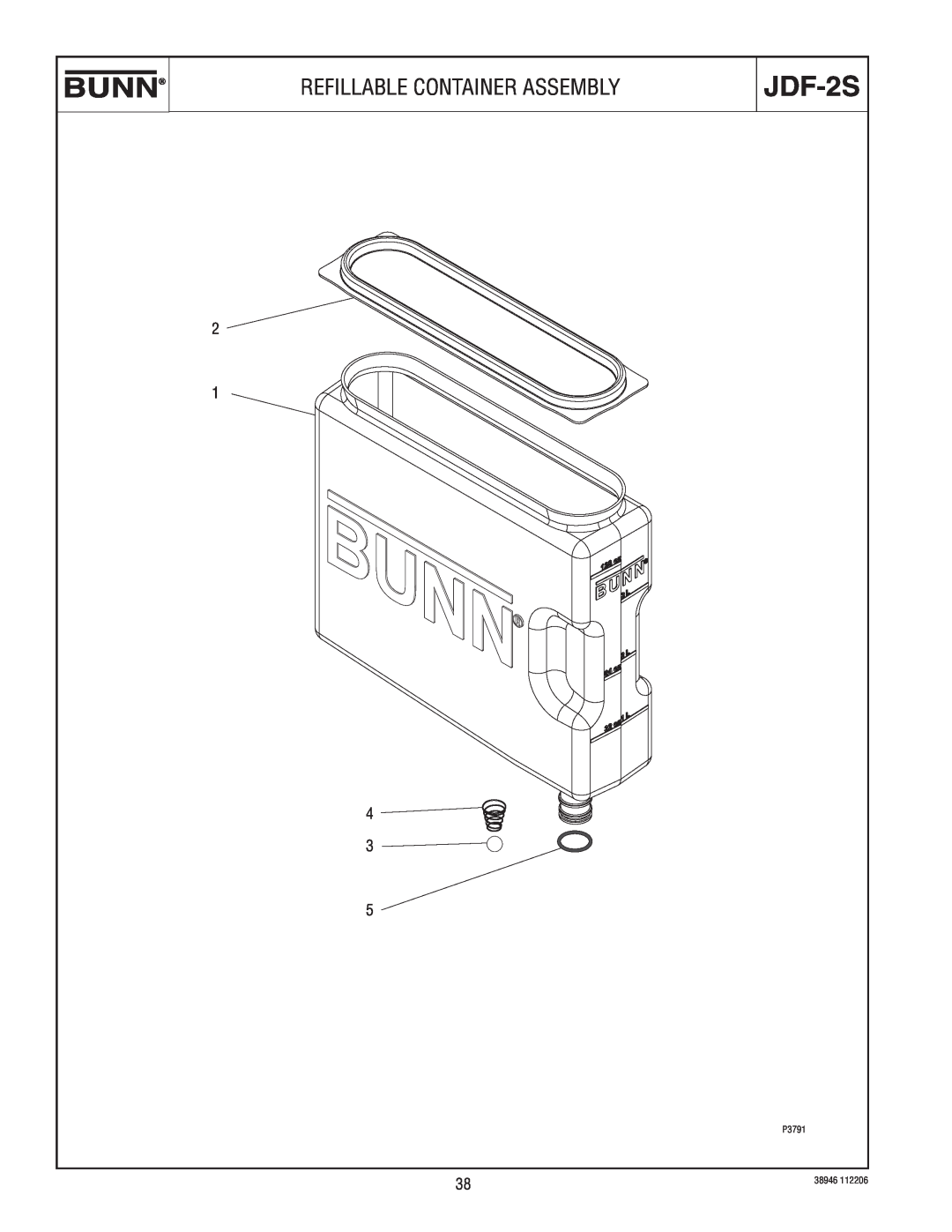 Bunn JDF-2S manual Refillable Container Assembly 