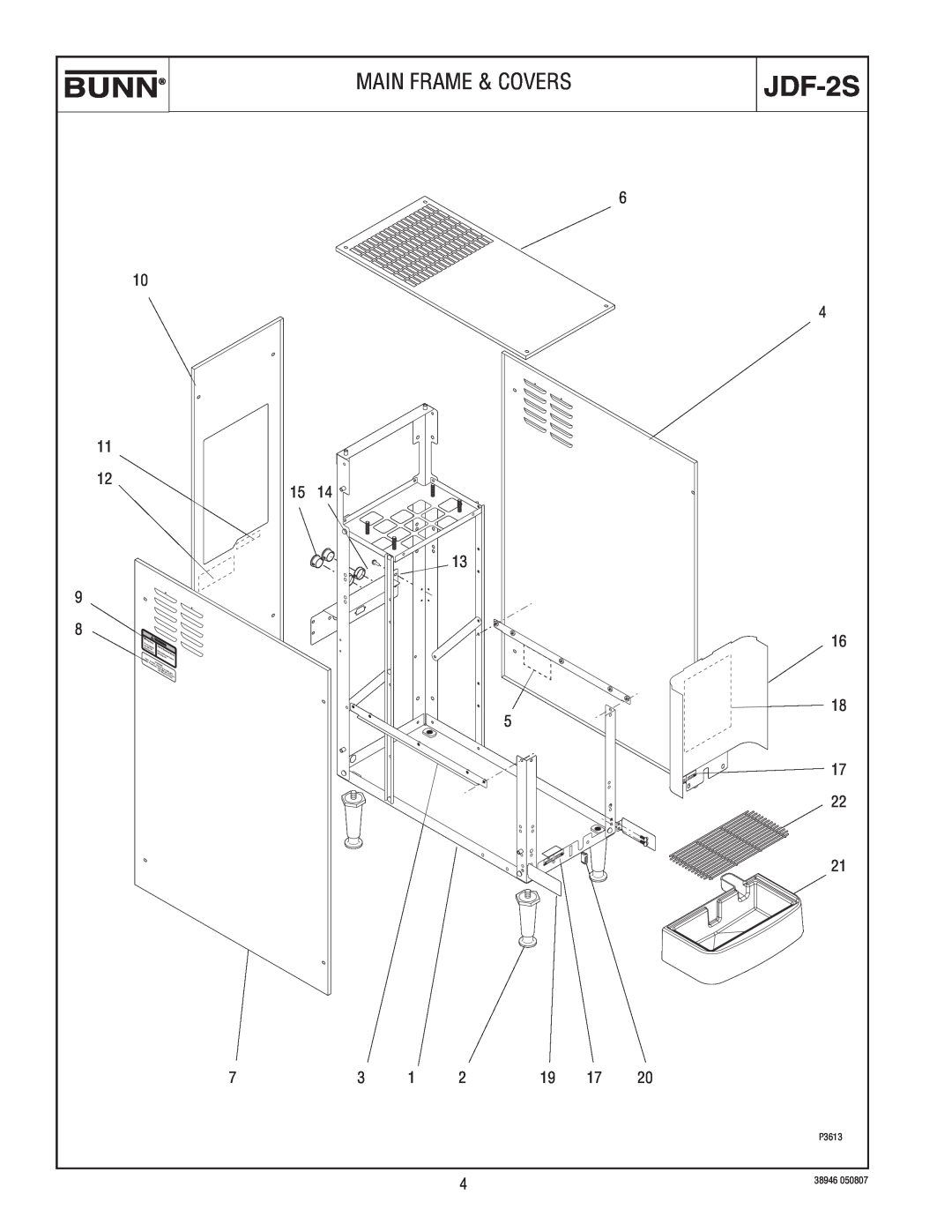 Bunn JDF-2S manual Main Frame & Covers 