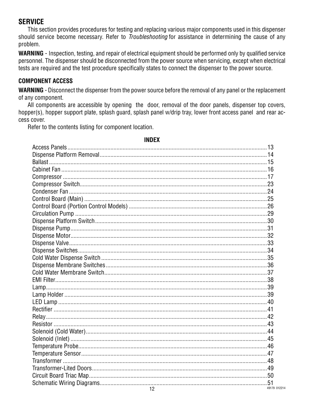 Bunn JDF-4SB, JDF-4D manual Service, Component Access 