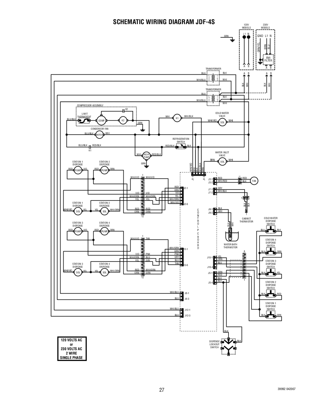 Bunn manual Schematic Wiring Diagram JDF-4S 